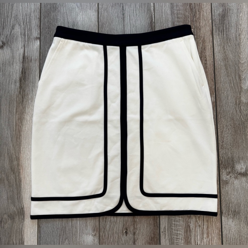 J.Mclaughlin ~ Women's Marf Skirt Mid-Length Pencil Ivory / blue trim Size 6 NWT - Picture 4 of 10